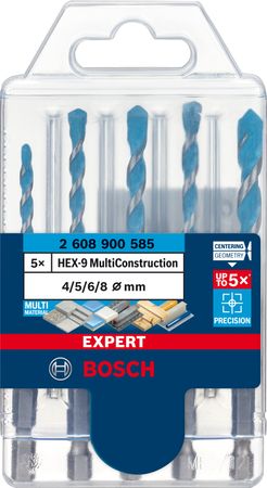 Bosch EXPERT HEX-9 MultiConstruction Bohrer-Set, 4/5/6/6/8 mm, 5-tlg.