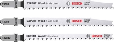 Bosch EXPERT ‘Wood 2-side clean‘ Stichsägeblatt-Set, T308B/BO, 3-tlg.