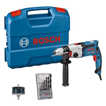 Bosch Schlagbohrmaschine GSB 24-2 mit Holzbohrer-Set und Lochsäge im L-Case