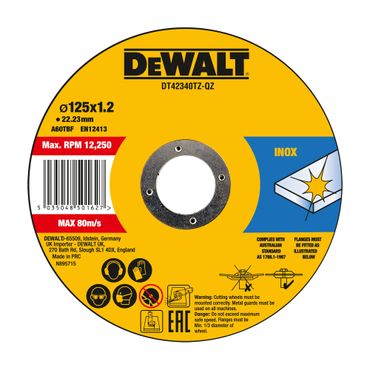 DeWalt Trennscheibe Edelstahl flach 125mm x 1.2 mm x 22,23 mm 10 Stück