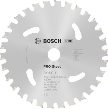 Bosch PRO Steel cordless Kreissägeblatt, 136 x 1,6 x 15,875 mm, T30