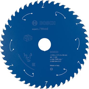 Bosch Kreissägeblatt für Akkusägen Expert for Wood, 210 x 1,7/1,2 x 30, 48 Zähne