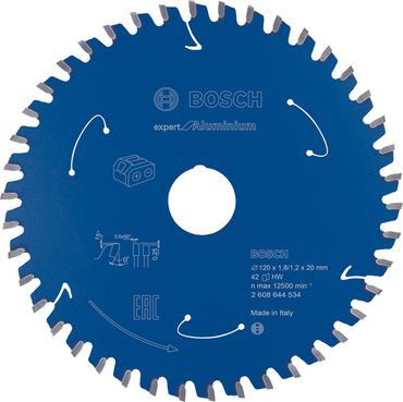 Bosch Kreissägeblatt für Akkusägen Expert for Aluminium, 120 x 1,8/1,2 x 20, 42 Zähne