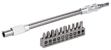 Bosch 11 Stck. flexible Verlängerung aus Metall SDB Flexible Verlängerung aus Metall, 200 mm, Kleinsortiment, Ph1, Ph2, Ph3, PZ2, Hex4, Hex5, T20, T25, SL 0,6x4,5; SL 0,8x5,5