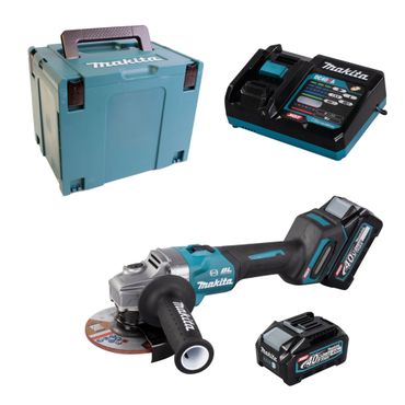 Makita Akku-Winkelschleifer GA005GM201 40V mit 2x 4,0 Ah Akkus + Lader im MAKPAC 4