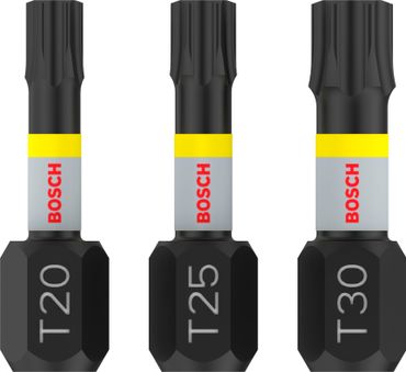 Bosch PRO T Impact Bit Set, T20 x 25, T25 x 25, T30 x 25 mm, 3 Stück