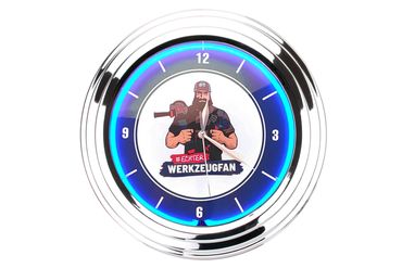 Echter Werkzeugfan Neon Werkstattuhr / Wanduhr Retro
