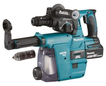 Akku-Kombihammer DHR243RTJW, SDS-PLUS 18V, 2x 5,0 Ah und Lader + Staubabsaugung DX07