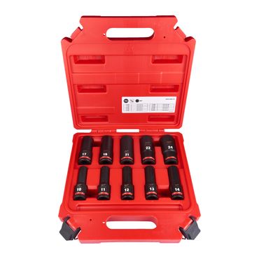 Milwaukee SHOCKWAVE Schlagnuss-Set 1/2" lang  10 tlg. im Koffer