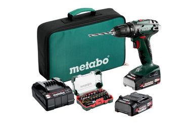 Metabo Akku-Bohrschrauber BS 18 2x 2,0 Ah+Lader + Bit-Satz in Tasche