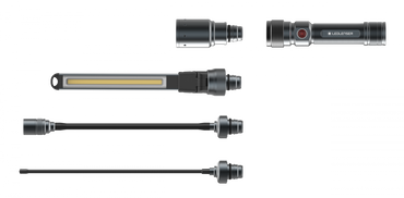 LEDLENSER Aufladbares Arbeitsleuchten-Set mit 4 Lampenaufsätzen Workers Friend 