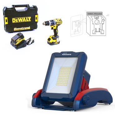 Echter Werkzeugfan Set Akku LED Arbeitsstrahler 2900lm + DeWALT DCD796P2