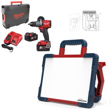 [Paket] Echter Werkzeugfan Set LED Hybrid Baustrahler 5500 Lumen + Milwaukee M18FPD2-502X