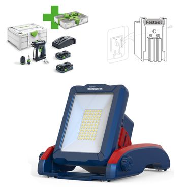 Echter Werkzeugfan Set Akku LED Arbeitsstrahler 2900lm + Festool C 18 HPC 4,0 I