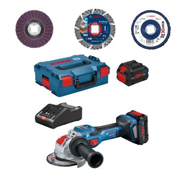 Bosch Akku-Winkelschleifer BITURBO GWX 18V-15 SC X-LOCK mit 2x 8,0 Ah, L-BOXX + Schreiben-Set