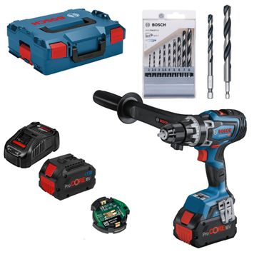 Bosch Akku Bohrschrauber GSR 18V-150 C, CoMo,  2x ProCore 8,0 Ah und Ladegerät + Bohrer-Set