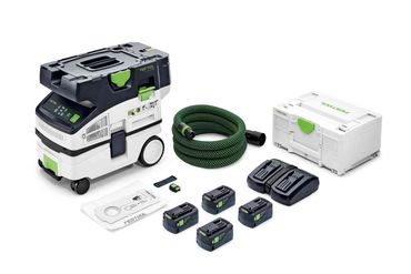 Festool Akku-Absaugmobil CTLC MINI I-Plus CLEANTEC, 4x 5,0 Ah und Doppelladegerät
