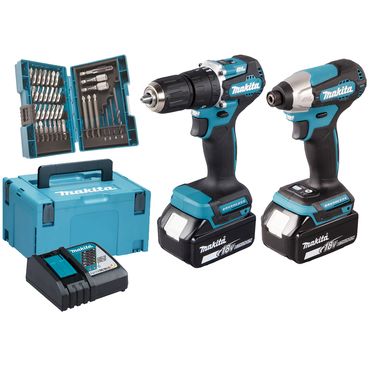 Makita Akku-Set 18V (DTD157Z + DHP487Z + DC18RC + 2x BL1830B) im MAKPAC