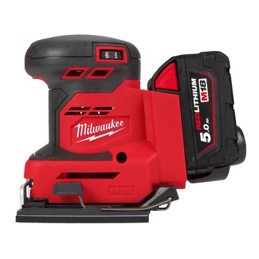 Milwaukee Akku-Schwingschleifer M18 BQSS-0, 2x 5,0 Ah + Lader + Tasche