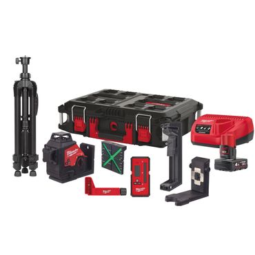 Milwaukee Kreuzlinienlaser-Set 3 x 360° Kit M12 3PLKIT-401P, 1x4,0 Ah + Zubehör