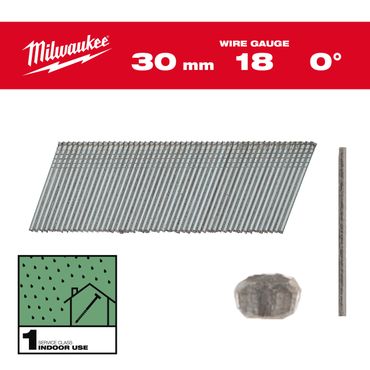 Milwaukee Stauchkopf-Nägel 18 Gauge für M18CN18GS 1,05 x 1,25 x 30 mm verzinkt, 0°