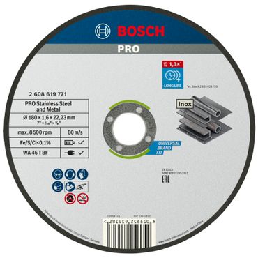 Bosch PRO Stainless Steel and Metal Trennscheibe, 180 x 1.6 x 22.23 mm, gerade