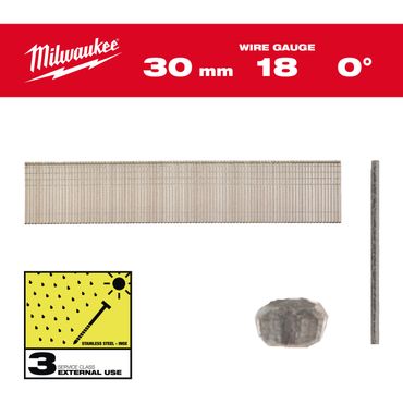 Milwaukee Stauchkopf-Nägel 18 Gauge für M18CN18GS 1,05 x 1,25 x 30 mm Edelstahl, 0°