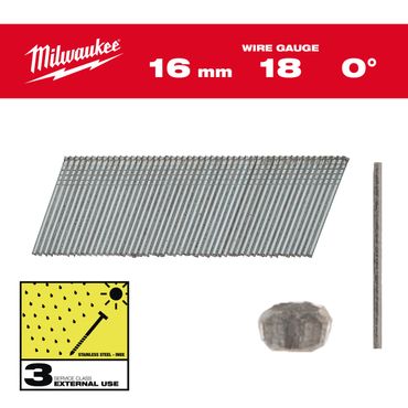 Milwaukee Stauchkopf-Nägel 18 Gauge für M18CN18GS 1,05 x 1,25 x 16 mm Edelstahl, 0°