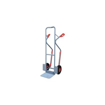 Promat Stapelkarre mit Kufen Höhe 1300 mm Schaufel-L250xB320mm Luft-Bereifung Tragfähigkeit 300 kg taubenblau, RAL 5014