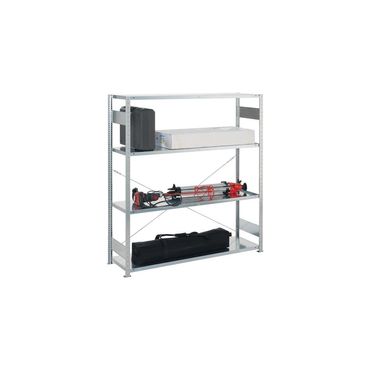 Meta Großfachsteckregal  H2000xB1700xT400 mm Grundregal verzinkt silber 4 Stahlböden