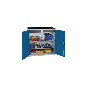 Stumpf Werkzeug-/Beistellschrank  H1000xB1000xT500 mm 2 Schubladen, 2 Böden lichtgrau, RAL 7035/enzianblau, RAL 5010
