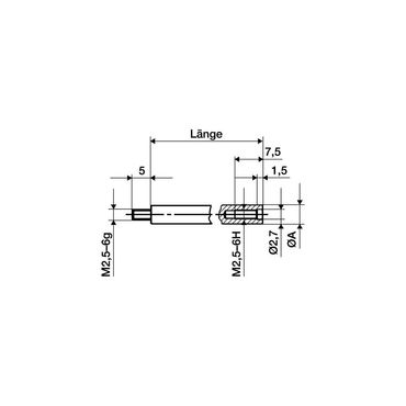 Käfer Verlängerungsstück  Länge 20 mm Messbolzen-Ø 4 mm passend zu Messuhren