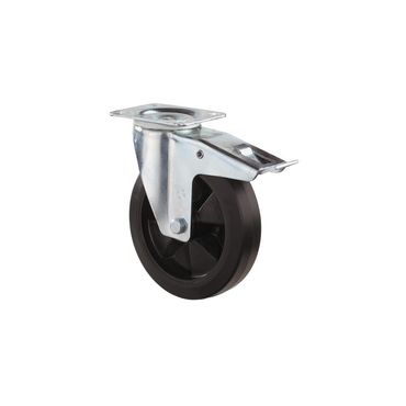 Bs rollen Lenkrolle  Rad-Ø 200 mm Tragfähigkeit 300 kg mit Totalfeststeller Vollgummi 138x109mm