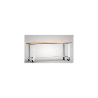 Klw-lutz betriebseinrichtungen Werkbank  B2000xT700xH840mm Buche Multiplex lichtgrau, RAL 7035 Bock-u.Lenkrollen, Vollgummi Ø 125 mm
