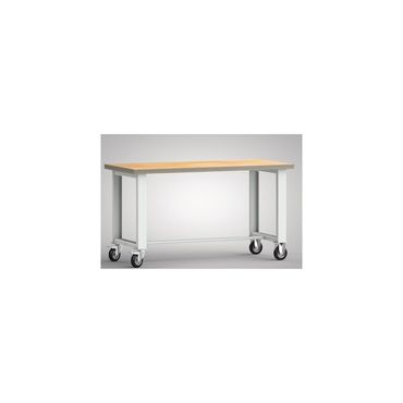 Klw-lutz betriebseinrichtungen Werkbank  B1500xT700xH840mm Buche Multiplex lichtgrau, RAL 7035 Bock-u.Lenkrollen, Vollgummi Ø 125 mm