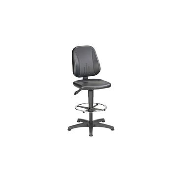Bimos Arbeitsdrehstuhl Unitec Bodengleiter + Fußring Kunstlederpolster schwarz 580-850 mm