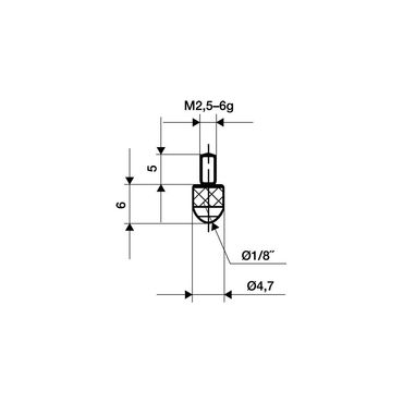 Käfer Messeinsatz  Ø 3 mm Länge 6 mm Kugel M2,5 Kunststoff passend zu Messuhren