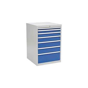 Schubladenschrank  H1019xB705xT736mm lichtgrau/signalblau 7 Schubl. Vollauszug