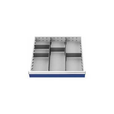 Schubladenunterteilungsmaterial  Fronthöhe 100 - 125 mm 2 Längs-/4 Querteiler