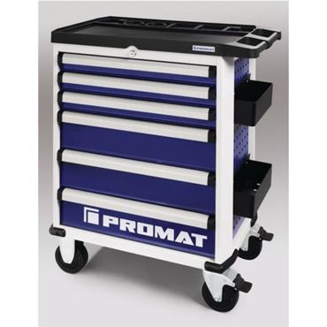 Promat Werkzeugwagen PLUS B775 x T470 x H1000 mm 500 kg 6 Schubladen Stahlblech