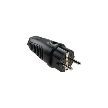 Schutzkontaktstecker  10-/16 ~ A 250 V schwarz IP44 Vollgummi