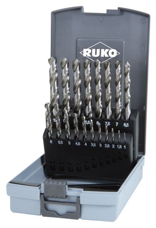 Ruko Spiralbohrer-Satz DIN 338 Typ N, HSS-G in Kunststoffkassette - 19 tlg.
