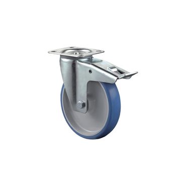 Bs rollen Lenkrolle  Rad-Ø 100 mm Tragfähigkeit 125 kg mit Totalfeststeller Polyurethan 104x80mm blau