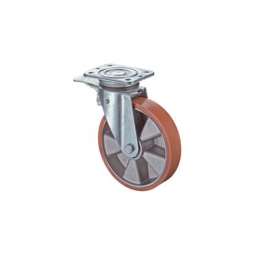 Bs rollen Lenkrolle mit Totalfeststeller  Rad-Ø 150 mm Tragfähigkeit 250 kg mit Anschraubplatte Kugellager Guß-Polyurethanbandage