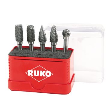 Ruko Hartmetall-Frässtifte-Satz HM in Mini-Box Verzahnung ZYA-ST/WRC/SPG/RBF/KUD