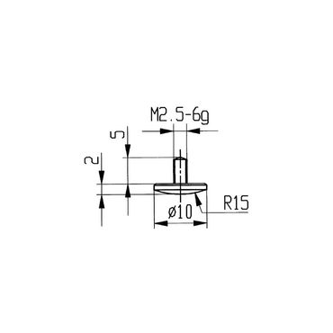 Käfer Messeinsatz  Ø 10 mm gewölbt Radius 15 M2,5 Stahl passend zu Messuhren