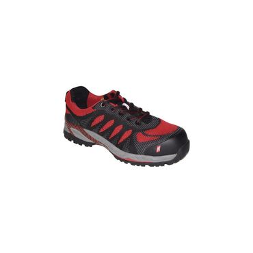 Nitras Sicherheitsschuh PRO STEP Größe 45 schwarz/rot S1P SRC ESD EN ISO 20345, EN 61340-4-3 Textil