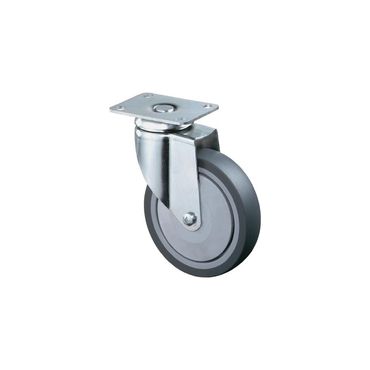 Bs rollen Lenkrolle  Rad-Ø 100 mm Tragfähigkeit 80 kg mit Anschraubplatte Gummi grau
