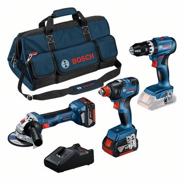 Bosch Maschinen-Set 18 Volt: GSB, GDX, GWS, 2x 5,0 Ah + Ladegerät in Tasche