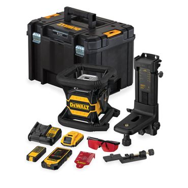 DeWALT Rotationslaser DCE080D1RS, rot 18V, 1x 2,0 Ah und Ladegerät in TSTAK